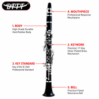 OEM Customizable Popular High Quality 17 Key Eb Clarinet Woodwind Musical Instrument Clarinet with Accessories