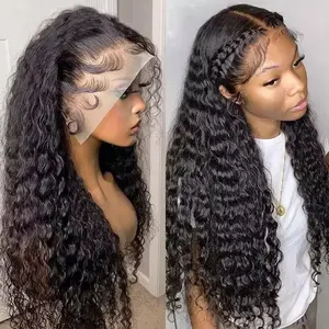 13X6 loose Deep Wave HD Lace Frontal Wig Raw Indian Hair Full Frontal Lace Wigs Glue-less Lace Closure Curly Wig