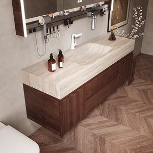 Armoire de salle de bain de style antique bassin intégré plié à la chaleur lavabo écologique grotte d'ange pierre plaque de roche finition laquée lavabo - Product Image 4