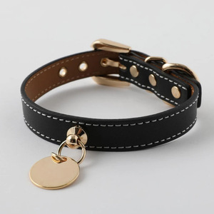 Op Maat Gemaakte Milieuvriendelijke Pu Lederen Halsband Voor Huisdieren-Verstelbare Kat-En Hondenhalsband Met Naamplaatje, Charmant Synthetisch Leer Voor Kleine Huisdieren - Product Image 2