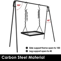 Ensemble de barbecue portable pour le camping, avec rangement pour ustensiles de cuisine, support de suspension pour foyer et support de pot suspendu