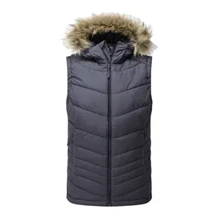 hot sale direct factory bulk down women vest with faux fur hooded down vest