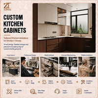Meuble de rangement de cuisine avec poignées, style européen, pour projets d'aménagement intérieur de villas haut de gamme