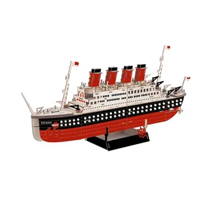 卸売 タイタンおもちゃ子供-3Dタイタニック木製パズルモデル教育玩具diy船パズル3Dモデル