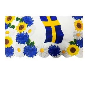 Servilletas de Papel Biodegradables con la Bandera de Suecia, 6.5x6.5 Pulgadas, Diseño de Flores, para Fiestas, Decoración de Mesa - Product Image 2