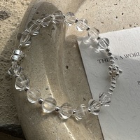 S925 plata esterlina Retro Primavera Verano INS estilo pulsera Simple cristal blanco con cuentas mano joyería nicho diseño versión coreana