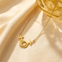 Collier Pendentif Minimaliste en Acier Inoxydable pour Couples, Symbole de Genre, Chic et Polyvalent, Doré, Meilleure Vente