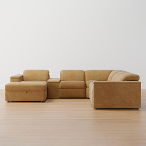 Juego de Sofás de Cuero de Lujo Extra Grandes con Reposabrazos Cuadrados y Espacio de Almacenamiento para Sala de Estar u Hotel, 7 Piezas, Reclinables, Seccionales y Modulares - Product Image 3