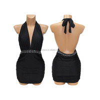 Robe moulante scintillante WY046 pour femme, élégante, ornée de strass et de cristaux, dos nu, mini, décontractée, pour rendez-vous, soirée, club