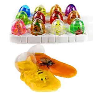 प्लास्टिक मिनी कीट के साथ क्रिस्टल पोटीन अंडा कीचड़ खिलौना
