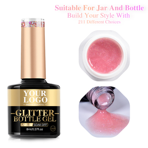 एक बोतल डरोई हेमा मुक्त छाया में 211 रंग ग्लिटर जेल बिल्डर नाखून जेल तरल - Product Image 3