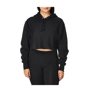 Wholesale Custom Logo Streetwear Women Sweatshirt Pullover Gym Hoodies Women Crop Hoodie Ladies Casual Crop Top Hoodie - Product Image 1