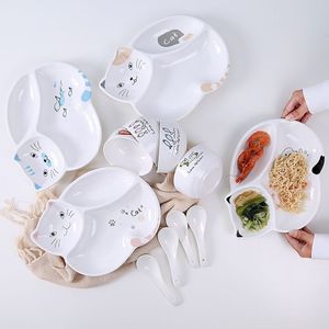 Assiette en céramique créative pour chat, en porcelaine, divisée, pour enfants, en forme d'animal de dessin animé, pour le petit-déjeuner - Product Image 4