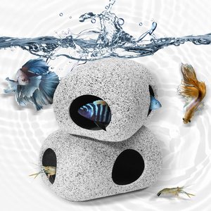 Decoraciones para acuarios Cuenco Decoraciones <span class=keywords><strong>Cave</strong></span> Rocks-Betta Fish Tank para peces pequeños y medianos Ornamento Hideaway - Product Image 1