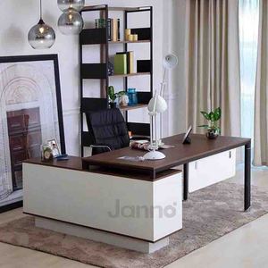 Precio de fábrica, muebles de oficina minimalistas personalizados, <span class=keywords><strong>escritorio</strong></span> ejecutivo en forma de L, mesa de oficina moderna blanca barata para el hogar - Product Image 1