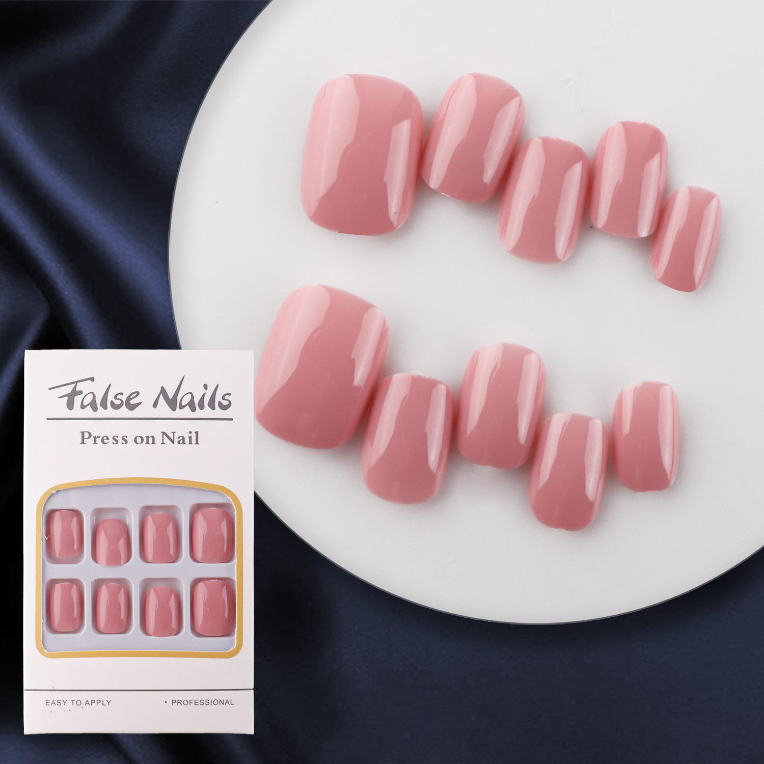 Hot Sales Short Oval Press on Nails Shiny Vegan Artificial False Nail