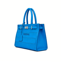 Sac fourre-tout de luxe en cuir PU bleu vif imperméable grande capacité forme seau pour femme avec logo personnalisé, sac à main de créateur avec logo OEM