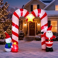 Modèle gonflable extérieur en forme d'arche de bonbons de Noël avec lumières LED pour la décoration de fête de Noël dans le jardin