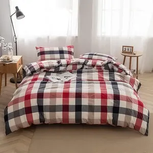 Colorful Checked Quilt Cover Polyester Teens Bedspreads Bedding Set Duvet Bedding Set