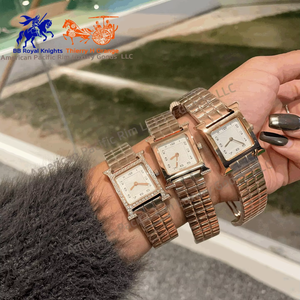 นาฬิกาข้อมือควอตซ์ทรงสี่เหลี่ยมผืนผ้าสำหรับผู้หญิง ยี่ห้อ H รุ่นโบราณหรูหรา ลายการ์ตูน สายสแตนเลสสตีลขนาด 16 มม. กันน้ำ ตัวเรือนโลหะผสม กลไก Ronda - Product Image 1