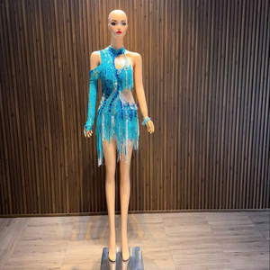 Vestido ajustado de manga larga con un solo hombro para mujer, tela de poliéster con pedrería de alta gama, vestido de fiesta. - Product Image 1