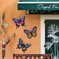 Décoration murale extérieure en fer forgé coloré, ensemble de 3 sculptures d'art, pour jardin, cour, maison, style minimaliste