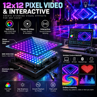 Dalles de sol LED 3D à effet miroir infini 12x12 pixels en verre trempé IP55 étanche pour scène de mariage, fête, club