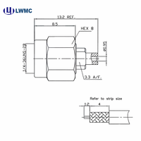 Connecteur RF LWMC SMA Mâle à souder pour câble 034, plaqué or, commande en gros