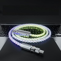 Cable de datos de codo giratorio transfronterizo para cable de carga tipo C 6A RGB Streamer 120W Cable de cargador súper rápido