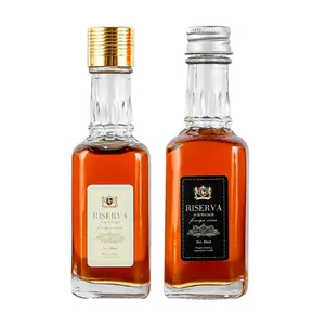 Großhandel 50 ml durchsichtige leere Mini-Glas-Lekörflaschen leere Whisky-Glasflasche mit Schraubverschluss