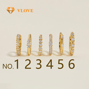 Parures de bijoux VLOVE pour femmes, luxe, or 14 et 18 carats, boucles d'oreilles en diamant <span class=keywords><strong>Murphy</strong></span>, ensemble de 6 boucles d'oreilles tendance - Product Image 6