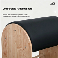 Barril de Pilates de Madera Natural con Espuma de Alta Densidad y Cuero PU, Máquina de Entrenamiento Portátil para Estudio de Pilates