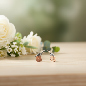 Orecchini Pendenti Vintage con Fiori in Argento 925 Placcato Oro Rosa, Gioielli da Donna per Uso Quotidiano, Argento Anticato con Accento di Perle - Product Image 2