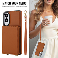 Étui de téléphone en cuir PU avec lanière à bandoulière pour Samsung A17 A26 56 Note 20 Ultra porte-cartes étui de téléphone portable Design portefeuille
