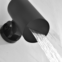 Système de douche thermostatique noir mat à double jet, avec mitigeur encastré, douchette à main et robinet de douche thermostatique