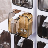 Boîte d'assaisonnement murale pour la cuisine Rack à épices sans poinçon Organisateur de stockage Sucre Salière Conteneur Pot Fournitures de cuisine