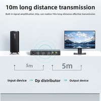 4K*2K 60Hz 10M 21.6Gbit/S Dc 5V Dp Splitter 1X2 1 Masuk 2 Keluar 2 Arah Mode Ekstensi Dengan Ekstraksi Audio