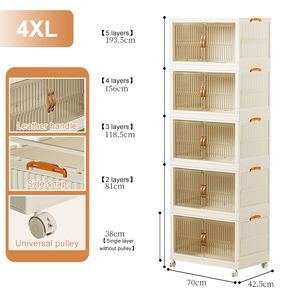 Lvcat สองประตูที่ถอดออกได้หลายชั้นพับเก็บได้ตู้เก็บของพลาสติกเฟอร์นิเจอร์ห้องนอนสำหรับใช้ในบ้าน - Product Image 6
