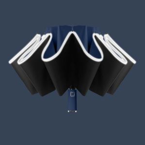 Safety Reflective Strip 3-Folding Fully-Automatic Smart Reverse <b>Umbrella</b> with 10-Rib 105cm Open Diameter Modern Design - Product Image 3