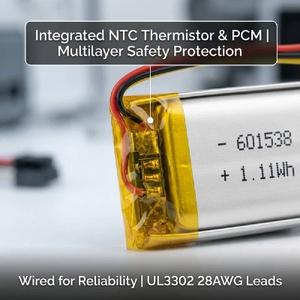 แบตเตอรี่ลิเธียมไอออนแบบ Pouch 3.7V 300mAh เซลล์โพลิเมอร์แบบแบน พร้อม NTC และ PCM ในตัว สำหรับระบบควบคุมการเข้าออกด้วยสมาร์ทล็อค - Product Image 5