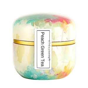 Fuente de fábrica al por mayor 350g melocotón té verde combinación de frutas pequeña bolsa triangular enlatada caja de hojas sueltas té perfumado de burbujas frías - Product Image 1