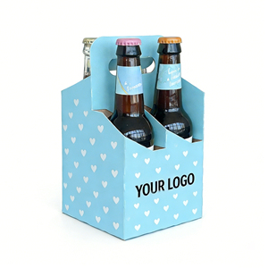 Confezione Regalo per Tifosi di Calcio 2026, Scatola Ecologica in Carta Kraft per <span class=keywords><strong>4</strong></span> Birre con Logo Personalizzato in Rilievo e Manico in Lamina Dorata - Product Image 3
