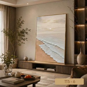 Peinture murale de paysage de plage en soie, directement de l'usine, art décoratif côtier de luxe, fabricant vietnamien OEM ODM - Product Image 6