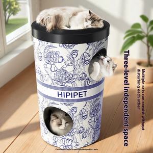 Jouet moderne d'arbre à chat à trois couches auto-cicatrisant griffe de papier meulage support d'escalade pour chat nid tasse à thé pour chats gras chatons soulager - Product Image 1