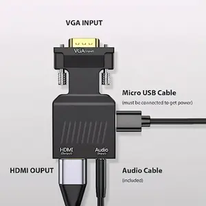 HOT 1080P Stecker-Buchse-Konverter Audio-Eingang Daten PC-TV-Konverter von VGA zu HDMI Adapter Adapter