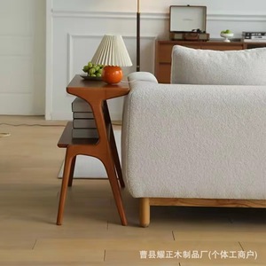 Walnut wood luxury side table, <b>sofa</b>, <b>sofa</b> <b>bed</b> table, living room bedroom table, stylish retro side table, solid wood - Product Image 2