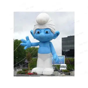 Patung Elf tiup biru dekorasi kartun, patung Smurf tiup iklan luar ruangan kreatif