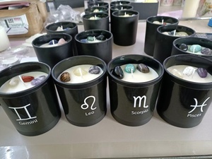 Bougie Pilier en Verre avec Cristaux de Guérison, Parfum de Luxe, Bougies Zodiaque avec Vrais Cristaux à l'Intérieur, Bougie de Manifestation pour <span class=keywords><strong>Femmes</strong></span> - Product Image 3