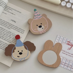 Espejo de Maquillaje de Madera de Haya con Forma de Oso y Conejo de Dibujos Animados, con Asa, Portátil, para Dormitorio de Estudiantes, Hogar y Uso en Exteriores - Product Image 1