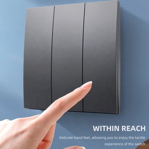 Điện loại vuông 86*86 Mét 2 Gang 1 cách 2 cách tường chuyển đổi ánh sáng với màu xám vàng bạc màu PC Bảng điều chỉnh 250V - Product Image 4